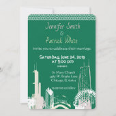シカゴスカイラインエメラルドレースエレガント招待状 招待状 (正面)
