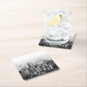 シカゴスカイラインスケッチ スクエアペーパーコースター (インサイチュ)