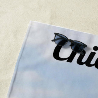 シカゴスカイラインネイビーピア&ハンコック ビーチタオル