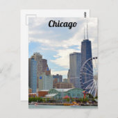 シカゴスカイラインネイビーピア&ハンコック ポストカード (正面/裏面)