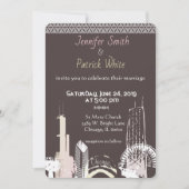 シカゴスカイラインネービーブルーレエレガントース 招待状 (正面)