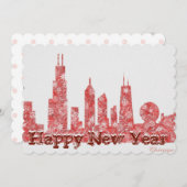 シカゴスカイラインハッピーニューイヤースタイリッシュはがき シーズンカード (正面/裏面)