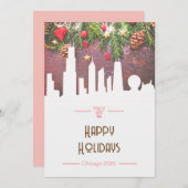 シカゴスカイラインハッピーホリデーズグリーティングカード 招待状 (正面/裏面)