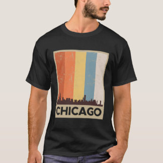 シカゴスカイラインフード付きスウェットシャツ動揺してヴィンテージスタイルギ Tシャツ
