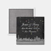 シカゴスカイラインブラック金ゴールドスターセーブザ日付 マグネット (正面/裏面)