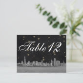 シカゴスカイラインブラック金ゴールドスターテーブル番号 ポストカード (スタンド正面)