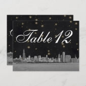 シカゴスカイラインブラック金ゴールドスターテーブル番号 ポストカード (正面/裏面)