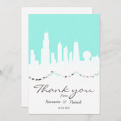 シカゴスカイラインミントとヴィンテージピンク サンキューカード (正面/裏面)
