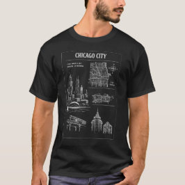 シカゴスカイラインリノカットシティスケープ Tシャツ