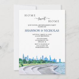 シカゴスカイライン引っ越し祝いパーティー招待状 セーブザデート