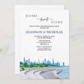 シカゴスカイライン引っ越し祝いパーティー招待状 セーブザデート (正面/裏面)