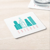 シカゴスカイライン紙 スクエアペーパーコースター (アングル)