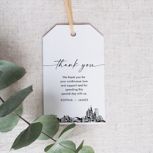 シカゴスカイライン結婚ズありがとうメッセージカード ギフトタグ
