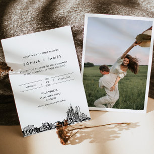 シカゴスカイライン結婚式招待状と写真 招待状