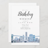 シカゴスカイライン誕生日週末招待状 招待状 (正面/裏面)