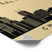 シカゴスカイライン金ゴールドウェディングレセプションウェルカム ポスター (角)