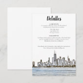 シカゴスカイライン スペイン語 詳細カード 招待状 (正面/裏面)