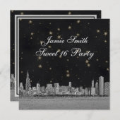 シカゴスカイライン ブラックゴールドスター スウィート16 招待状 (正面/裏面)