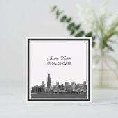 シカゴスカイライン#2エッチングフレームブライダルシャワー 招待状 (スタンド正面)