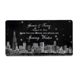 シカゴスカイライン#2ブラック金ゴールドスターHウォーターボトル ラベル