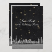 シカゴスカイラインBlk金ゴールドスター誕生日パーティーV 招待状 (正面/裏面)