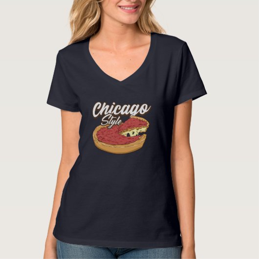 シカゴスタイルピザ深い皿ピザ厚いクラストFo Tシャツ (正面)