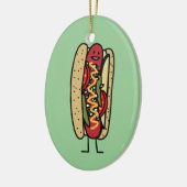 シカゴスタイルホットドッグホットレッドポピーパンマスタード セラミックオーナメント (左)