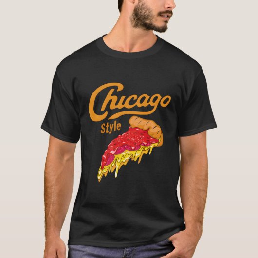 シカゴスタイル深い皿パンピザ Tシャツ (正面)