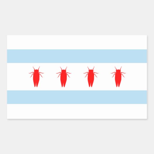 シカゴセミ国旗のステッカー 長方形シール (正面)