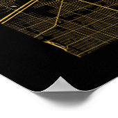 シカゴダーク金ゴールドシティ地図ポスター ポスター (角)