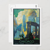 シカゴニューヨークセントラルラインズヴィンテージ ポストカード (正面/裏面)