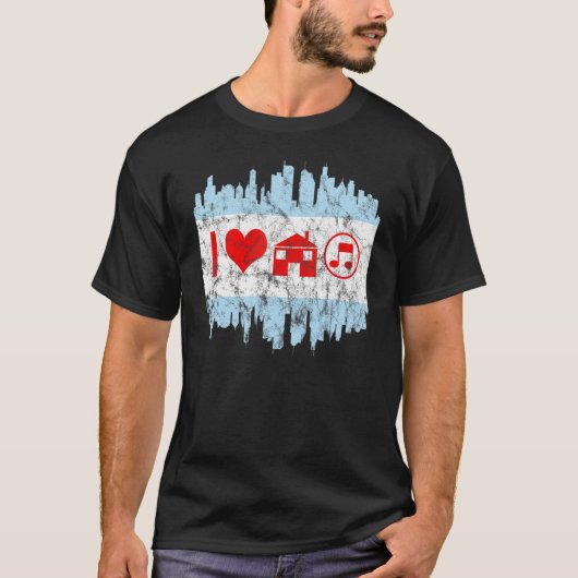 シカゴハウスミュージックDjフラグ Tシャツ (正面)