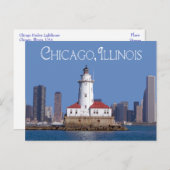 シカゴハーバーライトハウス，シカゴイリノイ州USA ポストカード (正面/裏面)