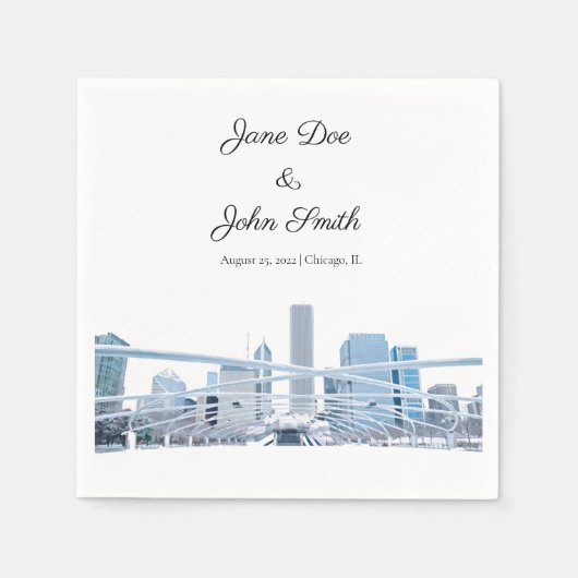 シカゴパーソナライズされたカクテルナプキン スタンダードカクテルナプキン (正面)