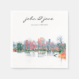 シカゴパーソナライズされたジャクソンパークカクテルナプキン スタンダードカクテルナプキン