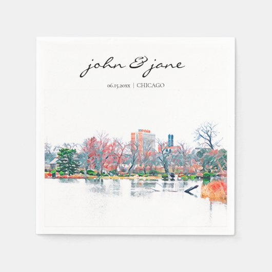 シカゴパーソナライズされたジャクソンパークカクテルナプキン スタンダードカクテルナプキン (正面)