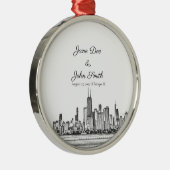 シカゴパーソナライズされたスカイライン メタルオーナメント (右)