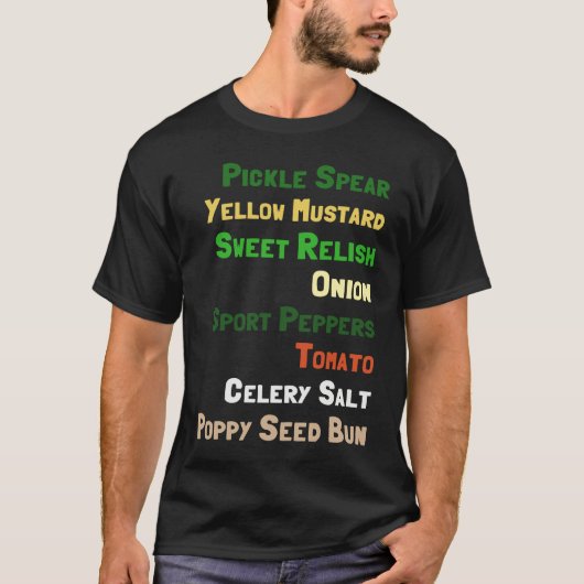 シカゴホットドッグの材料 Tシャツ (正面)