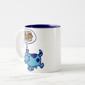 シカゴホットドッグ(青い漫画の犬)マグカップ ツートーンマグカップ (正面左)