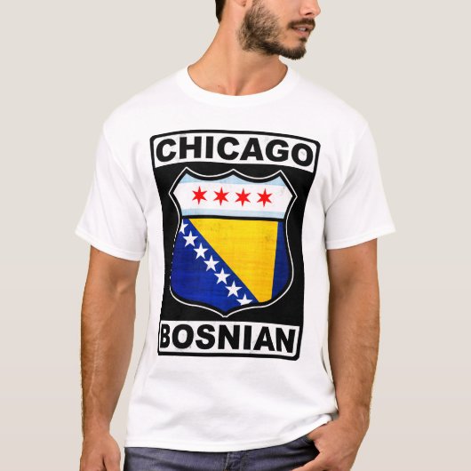 シカゴボスニアアメリカンデザインTシャツ Tシャツ (正面)