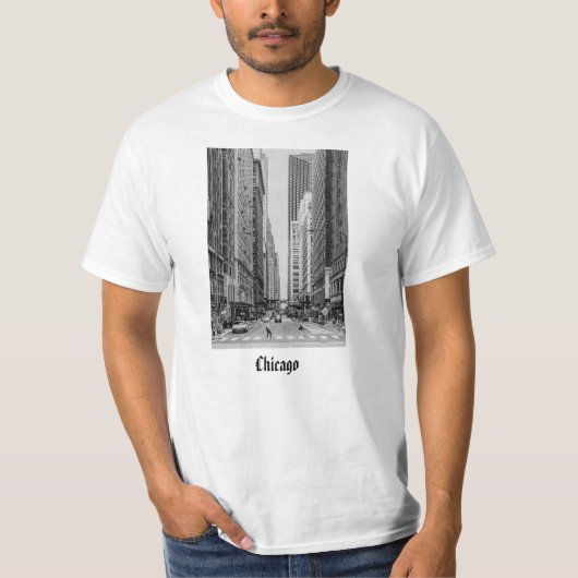 シカゴマディソン通りグレースケールTシャツ Tシャツ (正面)