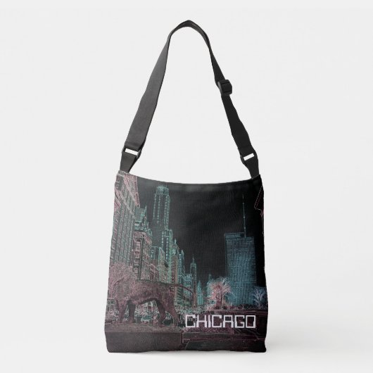 シカゴミシガンアベニューアットアートミュージアム1967ネオン クロスボディバッグ (正面)