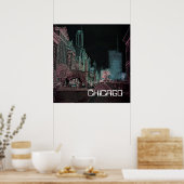 シカゴミシガンアベニューアットアートミュージアム1967ネオン ポスター (キッチン)