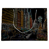 シカゴミシガンアベニューアートインスティチュートライオンズネオン ラージペーパーバッグ (正面)