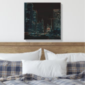 シカゴミシガンアベニュー1960年代白熱［赤熱］光を放つエッジブラック キャンバスプリント (インサイチュ (寝室))