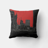 シカゴミシガンアベニュー1960年代白熱［赤熱］光を放つエッジブラック クッション (裏面)