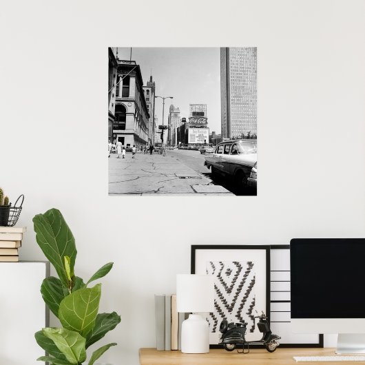 シカゴミシガンアベニュー1963ヴィンテージ写真 ポスター (ホームオフィス)