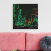 シカゴミシガンアベニュー1967ネオングローナイトイメージ キャンバスプリント (インサイチュ (リビング))