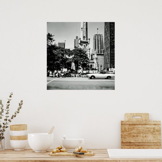 シカゴミシガンアベニュー1971ヴィンテージ写真 ポスター (キッチン)