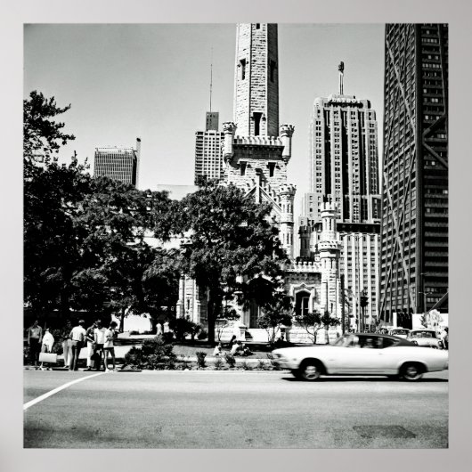 シカゴミシガンアベニュー1971ヴィンテージ写真 ポスター (正面)